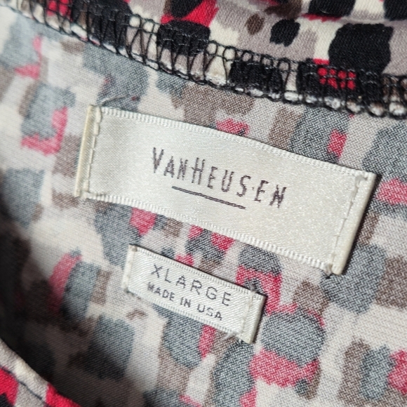 Van Heusen Black Red Grey Printed Ruffle Tank Top Blouse Size XL - Picture 5 of 8